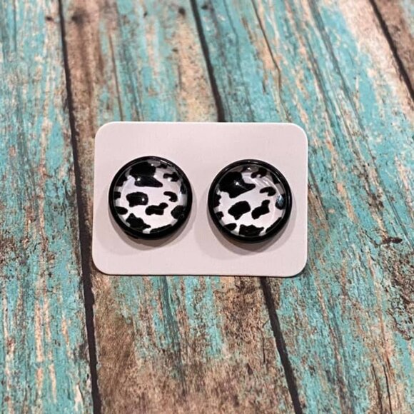 Cow Print Earrings - Picture 1 of 1
